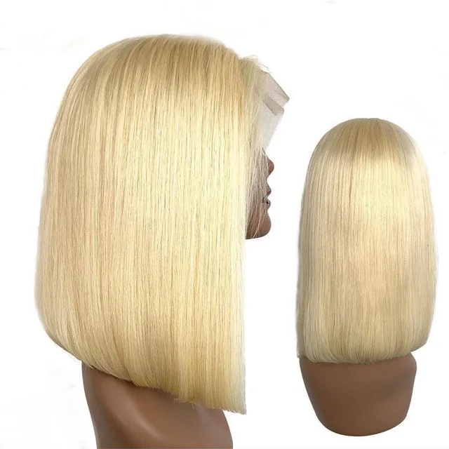 Two Tone 1B 27 Human Hair Blunt Cut Natural Hairline Short Bob Wig With Baby Hair