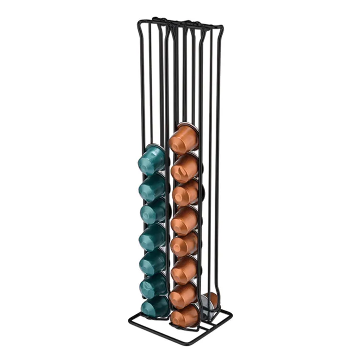 OASISWJ 40 Cups Black Iron Metal Nespresso Vertuo Coffee Pods Storage Stand Rack Coffee Capsule Holder