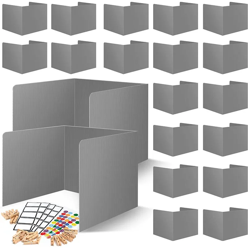 Waterproof Plastic Privacy Shield Divider Grey Students Desk Dividers Study Carrel Folder Boards for Student Desks