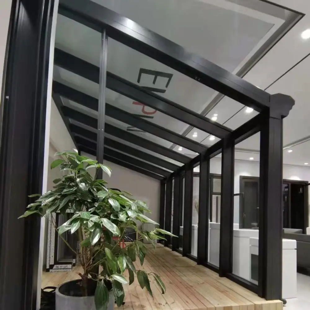 Balcony and Garden House Aluminum Wooden Sunroom outside aluminum sunroom with low-e glass