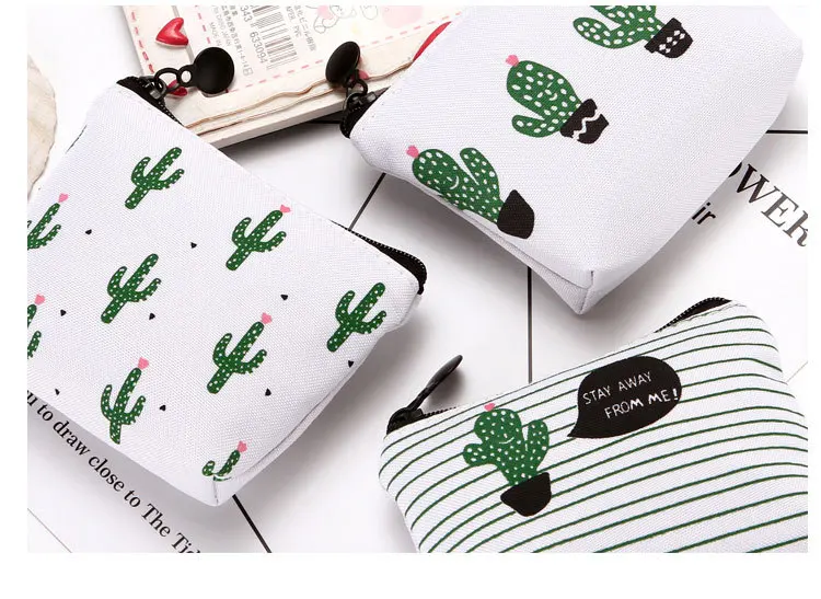 Small canvas  eco friendly cotton gifting bags mini organza storage coin purse cactus