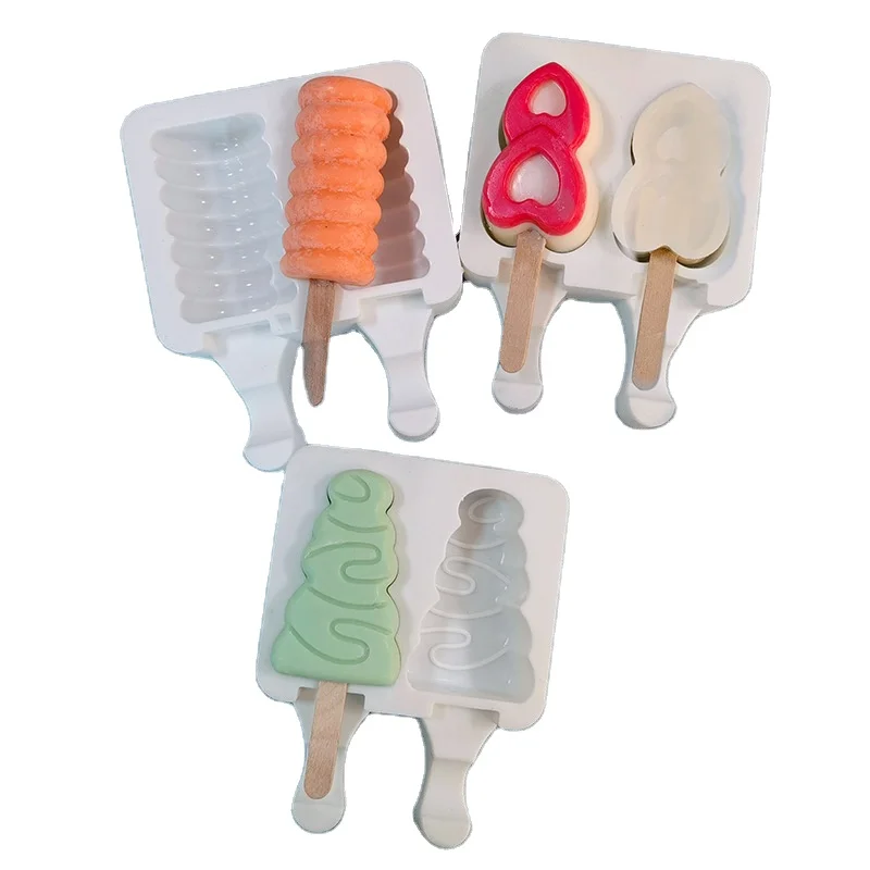 Best Selling High Quality Summer Use Diy Kids Silicone Ice Cream Mold Popsicle Mold With Wooden Stick