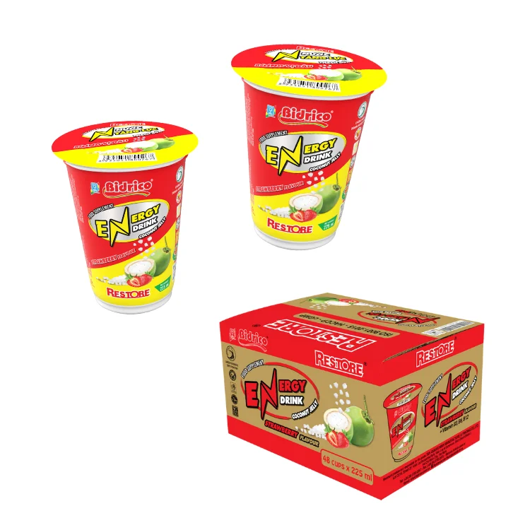 Bidrico Carbonated Energy Drink Halal-Certified Taurine Strawberry Additives OEM Service Carton Box Packaging Vietnam Product