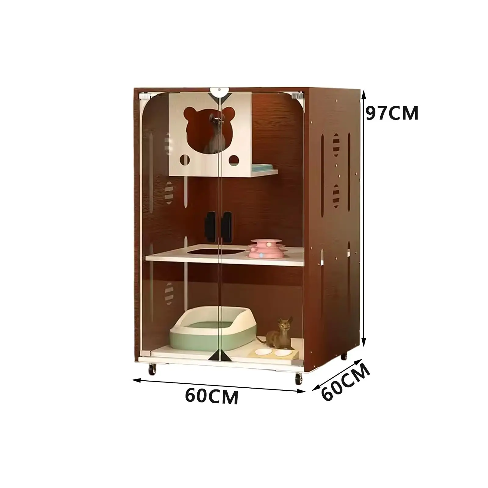 Factory Direct luxury solid wood cat cages pet houses cat villas Indoor Large Cat Cages with Wheels