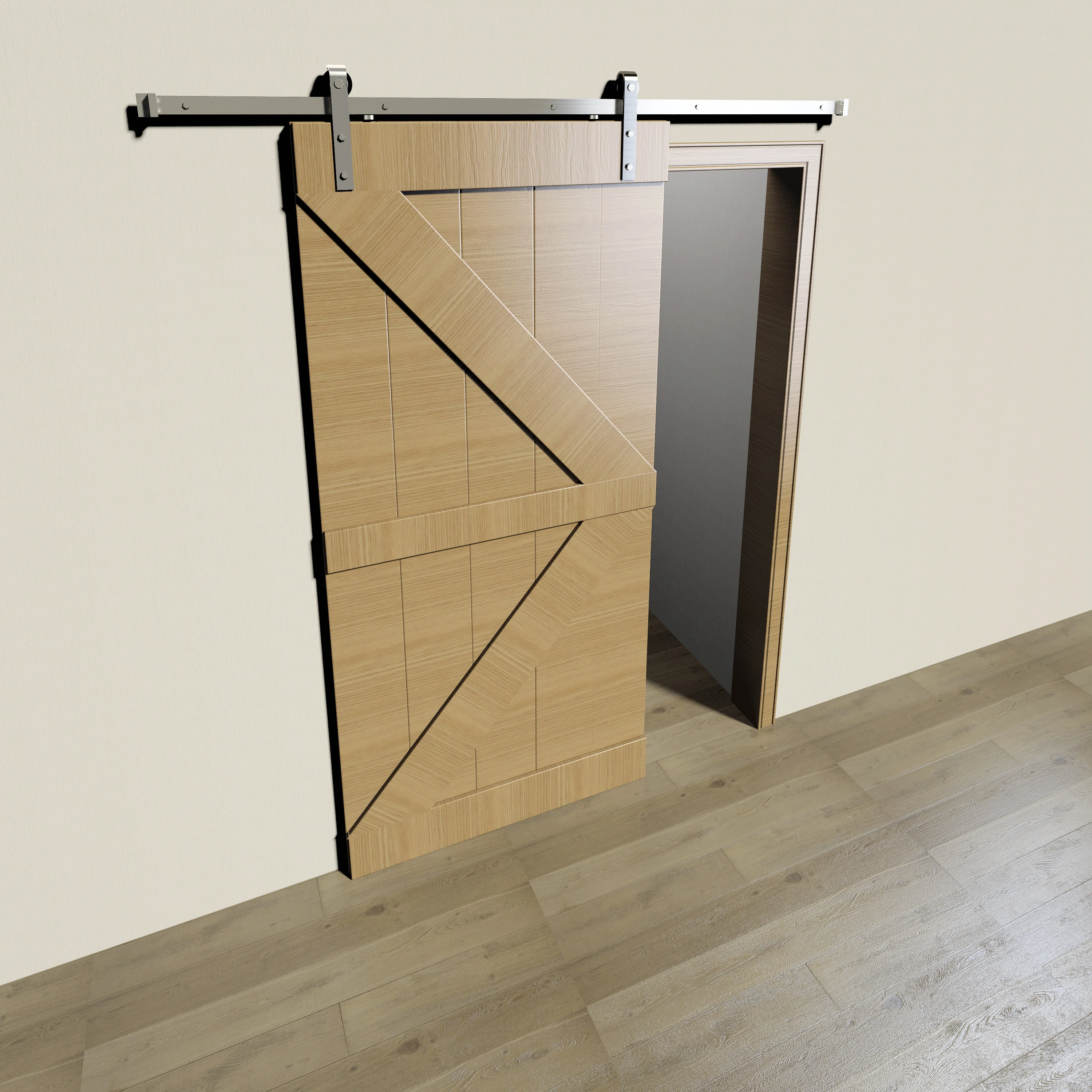 Hot Sale Good Quality Aluminum Double Door Splicing Piece Sliding Barn Door Track Wooden Door Hardware Slide Rail Kit