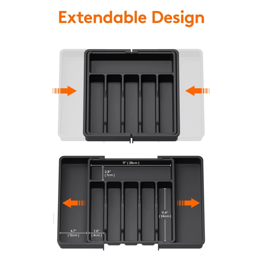 Expandable Silverware Drawer Organizer Tray Plastic Cutlery Organizer in Drawer Utensil Organizer