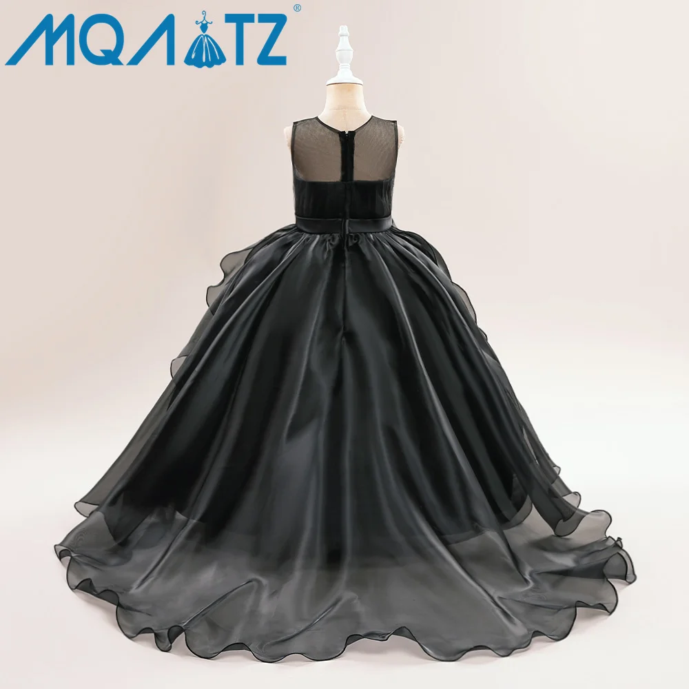MQATZ Girls Chiffon Party Dress Hostess Ball Gown Birthday Girl Princess Dance Performance Dress ALP-0010