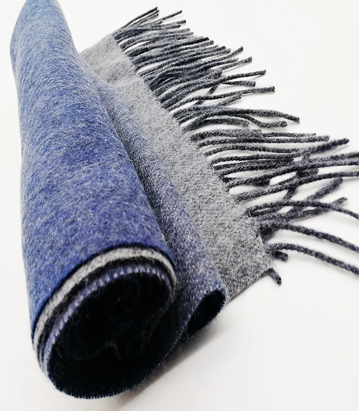 Blue grey double-sided thickened comfortable warm Inner Mongolian cashmere scarf for men