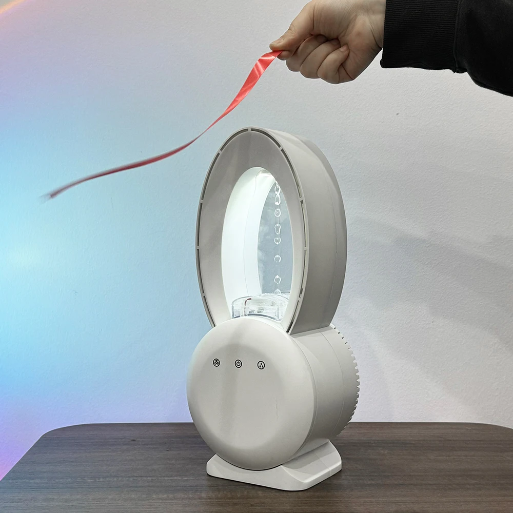 new idea 2024 original manufacturer cool mist fog maker 200ml water tanks portable cooling fans with anti gravity humidifier