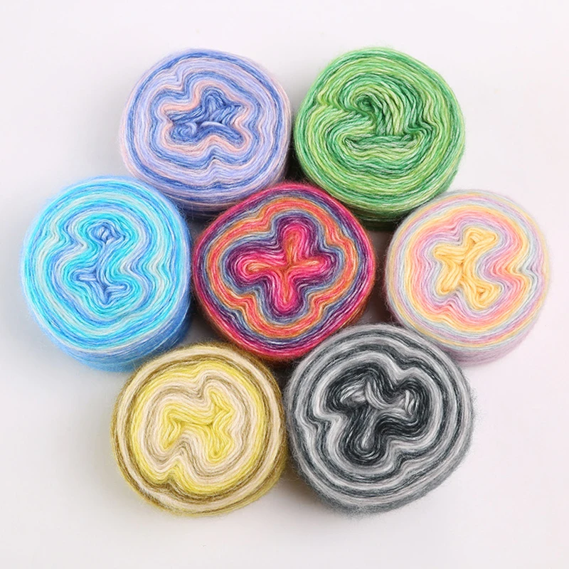 ZENGLONG yarn wholesalers 100g 60% cotton 40% acrylic blended cakes yarns hand knitting 1ply 2S gradient colors cake yarn