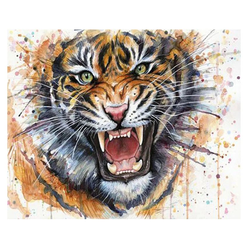 Full Round/Square Drill Diamond Painting Animal Diamond Embroidery DIY Cross Stitch Tiger Lion Flowers Picture of Rhinestones