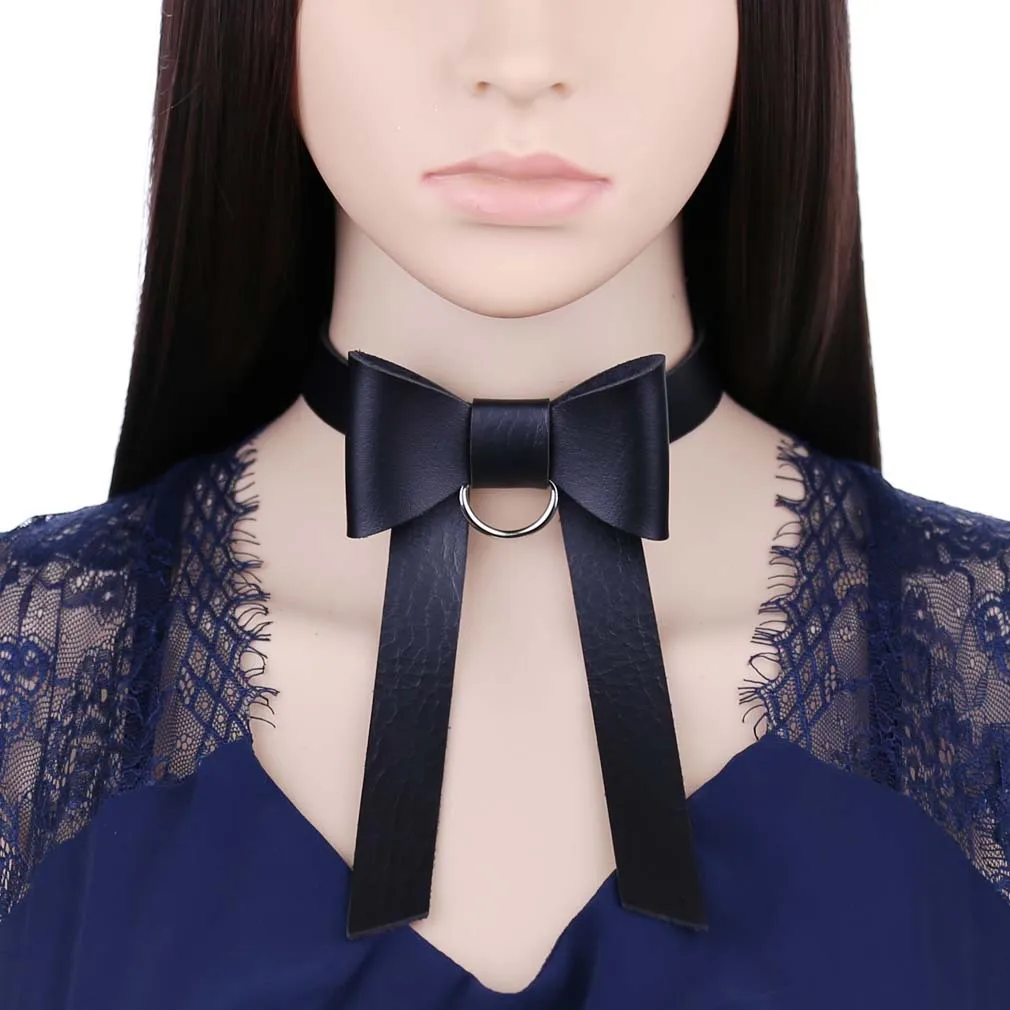 NC-81 Wholesale Fashion Handmade Women Bowknot PU Leather Short Neck Jewelry Bow Choker