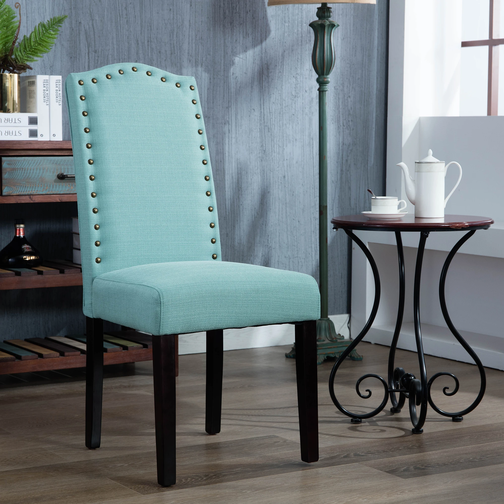 
Best Selling Fabric Upholstered Dining Chair with Nailhead Trim, 2PCS 