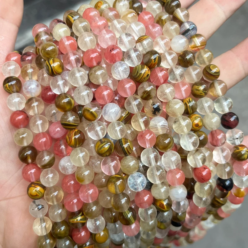 Wholesale 4/6/8/10/12mm Red Watermelon Crystal Quartz Beads Round Loose Colorful Glass Beads For Jewelry Making