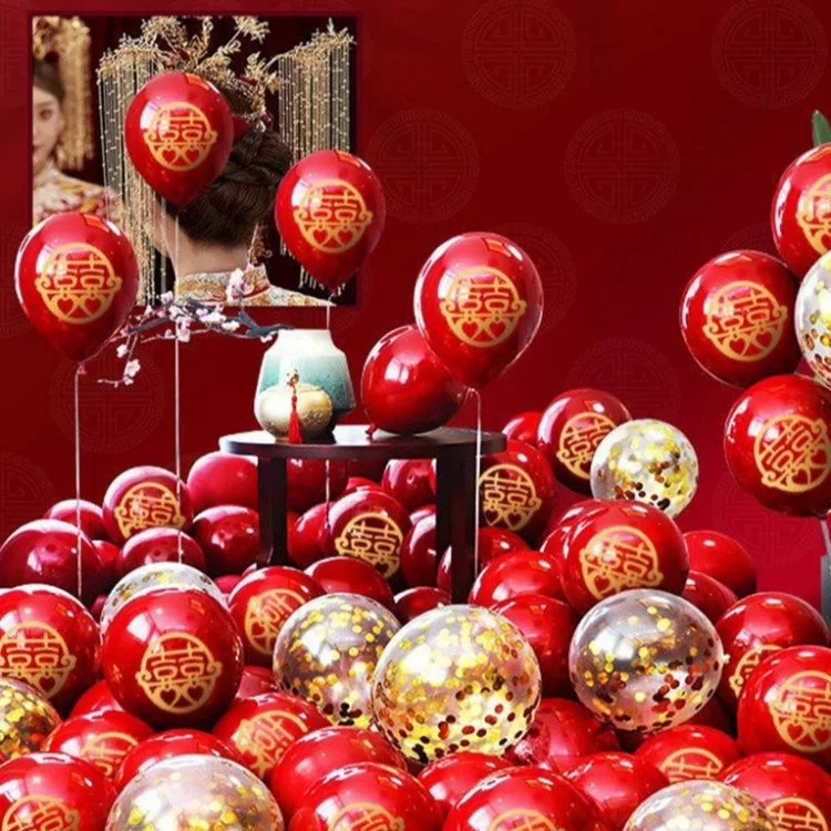 10 Inch Latex Balloons Banner Chinese Style Wedding Party Decor for Bedroom Decor