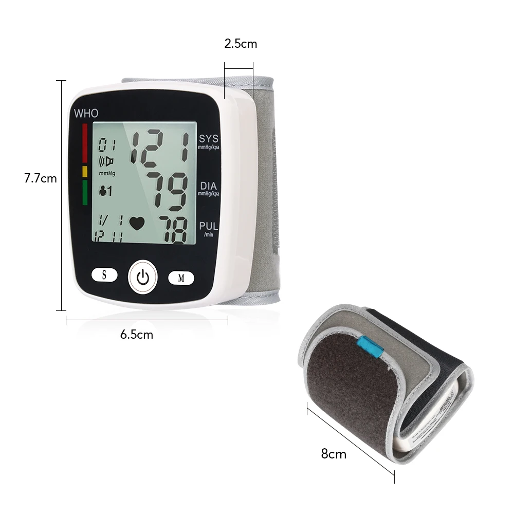 High-Quanlity Wrist BP Monitor Sphygmomanometer Electronic Wrist Blood Pressure Monitor Wrist Tensiometer Rechargeable
