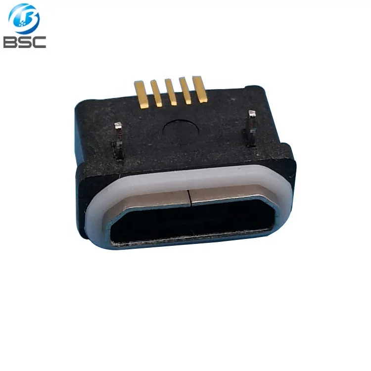 IP66 Waterproof Micro USB Type B Female 5P Connector SMT  with Rating 3 A