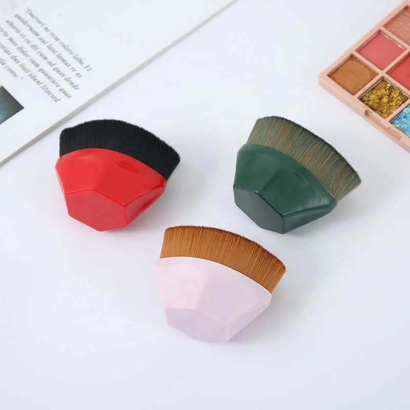 Hot Sales 55# Flat Top Vegan Single Foundation Make Up Brush Synthetic Cosmetic Countour Brushes Makeup Brush with Case