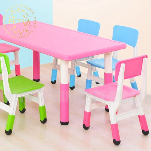 Pink and blue kids chair and table for events Plastic table for kids