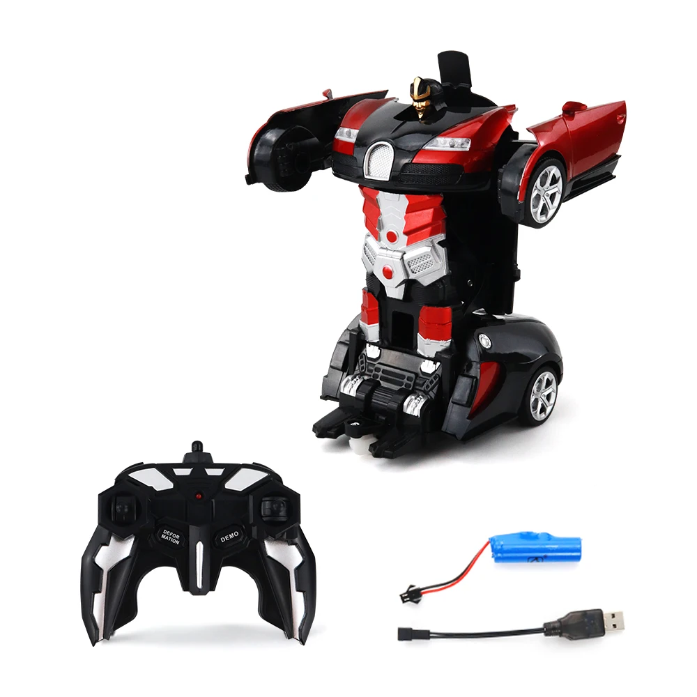 Electrical Deformation Robot RC Car Hobby With Remote Control Toys 378-Red-2 1:18 2.4G Transformation Car