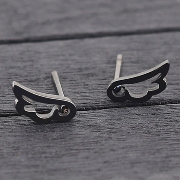 Korean fashion new style earrings angel wings simple temperament titanium steel earrings