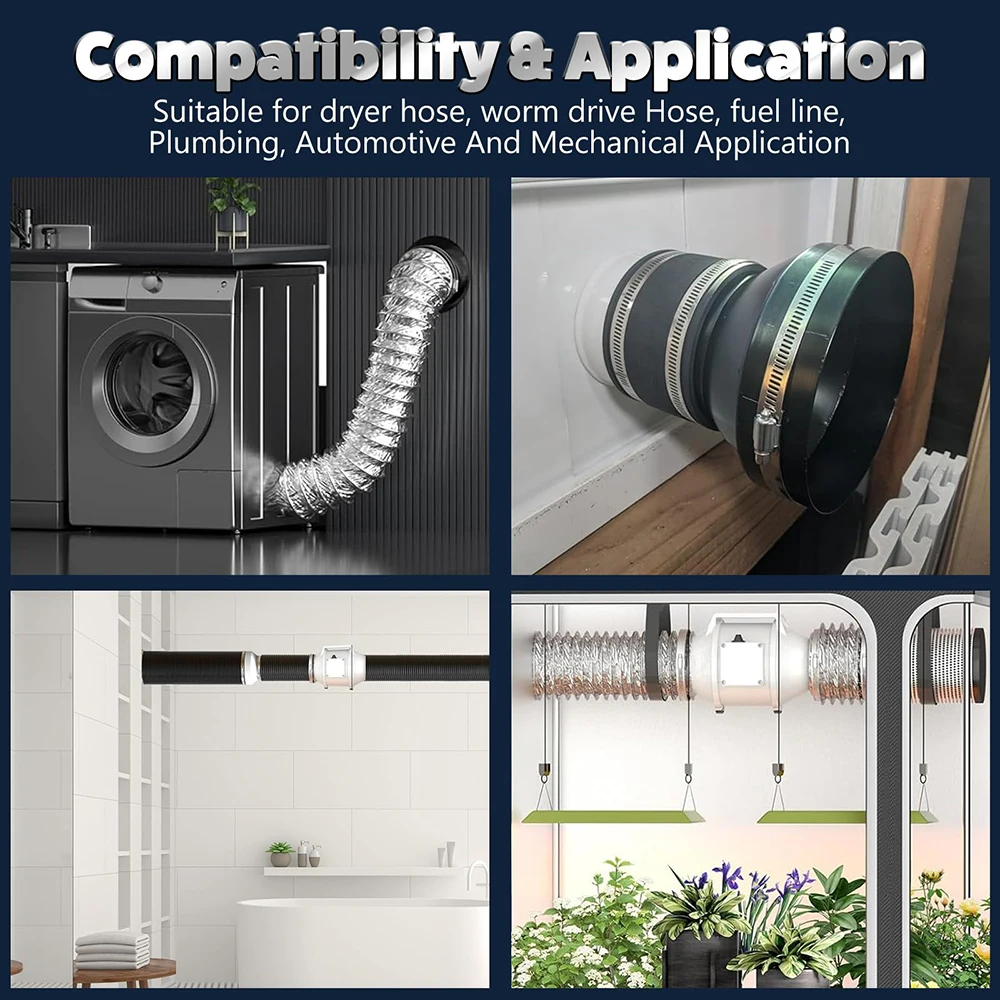12 inch Large Hose Clamps Stainless Steel s with Wide Adjustable Diameter Size