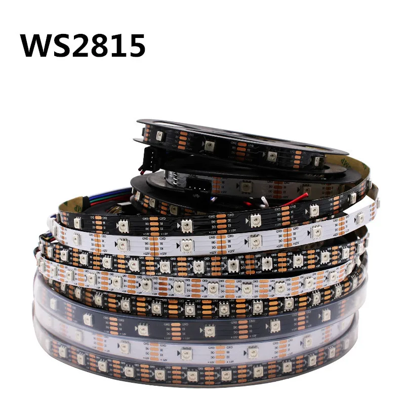 DC5V 12V  SMD5050  Individual addressable rgb led strip  WS2811 WS2812B WS2815B  programmable RGB  fullcolor smart led strip