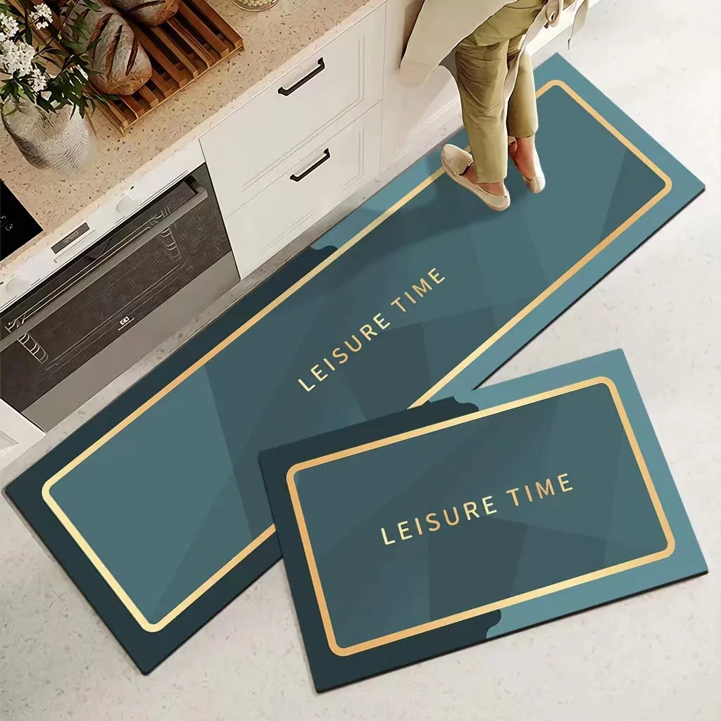 Non Slip Heat Resistant Anti Fatigue Custom Printed Oil Proof PVC Printing Plastic Floor Area Rugs Set Washable Kitchen Mat