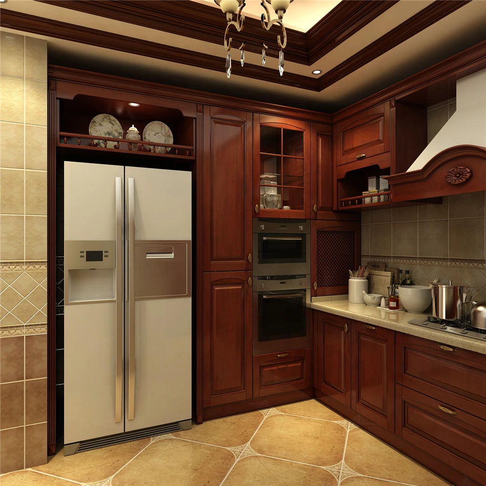 Thailand Oak Solid Wood Classical Kitchen Cabinet Doors Styles