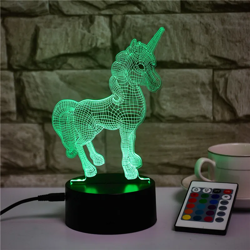 Decor Cartoon Children Gift USB Dinosaur Di nosour Night Light 3D Acrylic Unicorn Baby Night Light