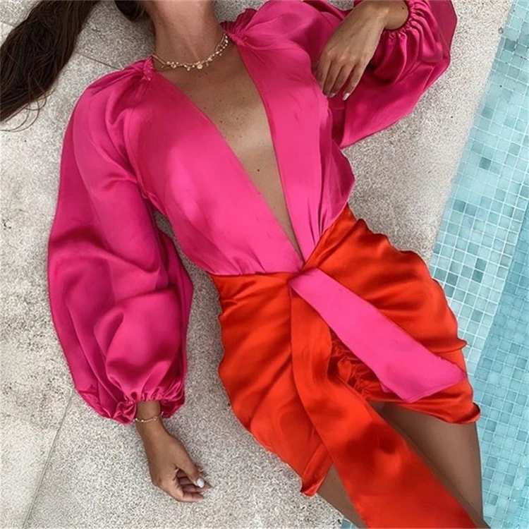 new MD-20022439   new arrivals 2022 classy clothing for women v neck bodysuit with skirt sets women 2 piece outfits