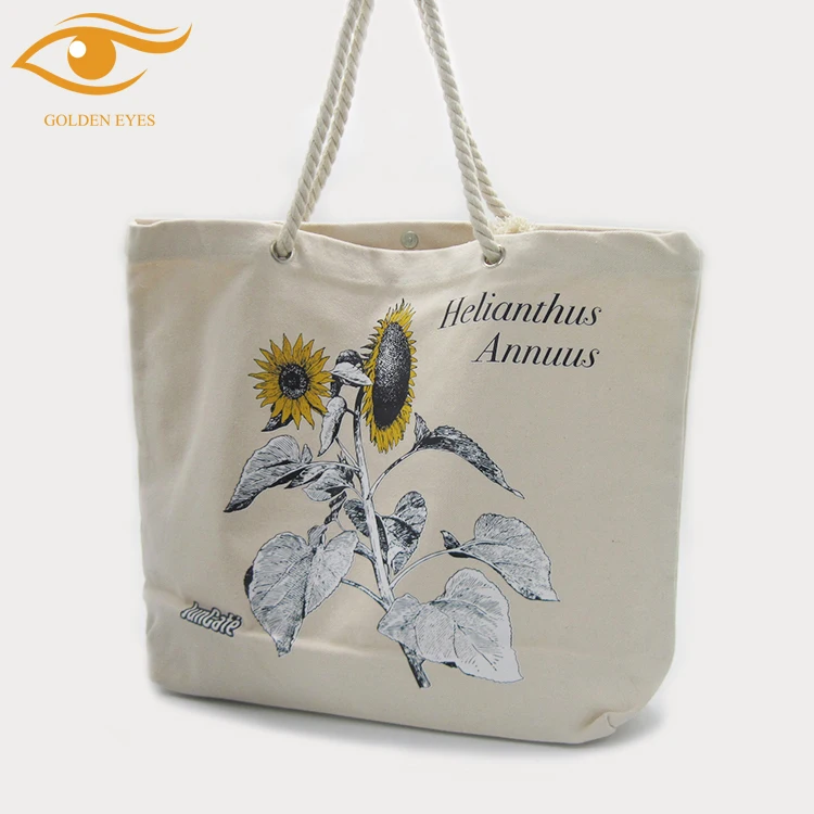 Personalized thick canvas bag with rope handle large canvas shopping bag