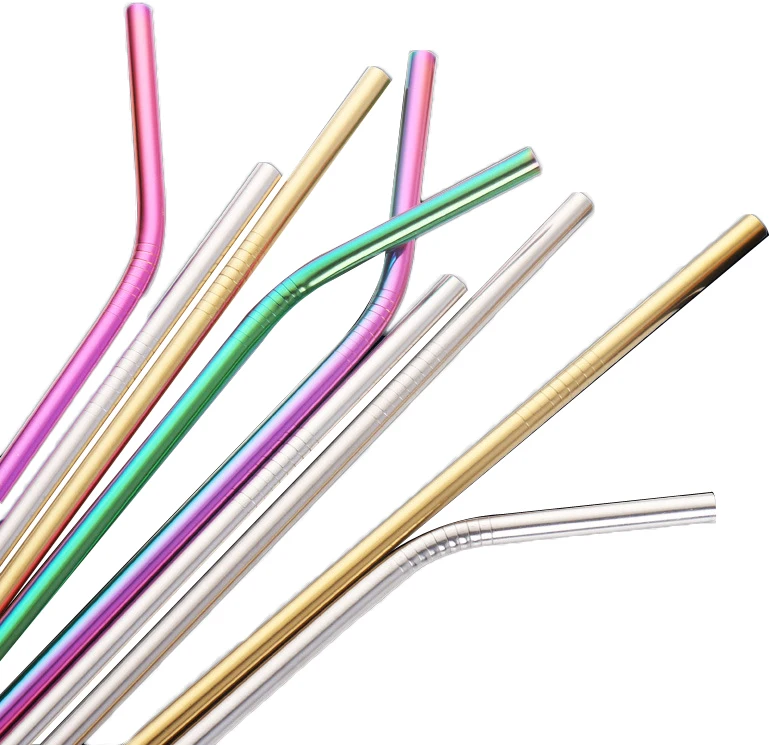Sample free ! ECO friendly reusable straw 304 Stainless Steel  straw food grade metal Straws reusable for  Drinking 215*6 mm