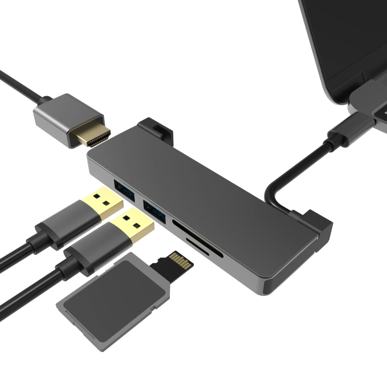 Behpex Type-C Hub 5 in 1 Docking Station to 2*USB3.0 HDMI with SD/TF Card Adapter