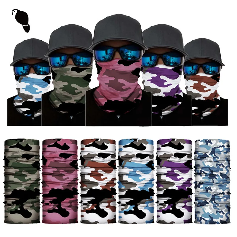 High Quality Camo Bandana 100% Microfiber Polyester Neck Gaiter Biker Cycling CS Party Seamless Neck Gaiter