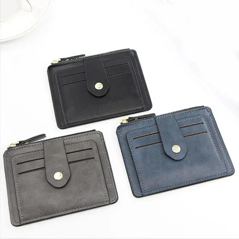 Minimalist PU Leather Wallet Credit Card Holder Short Wallets Unisex Fashion Zippers Coin Purses Drops-hip Wallet