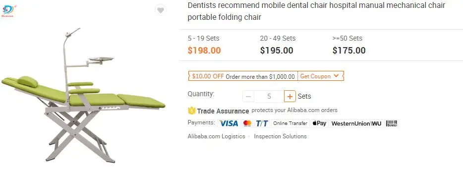 Hospital Stomatology Folding Chair Dental Equipment Simple And Portable Mechanical Dental Chair With Lamp Factories Price