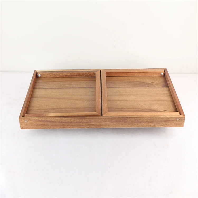 Customization Folding Dining Table Organizer Wooden Breakfast Tray with Handle