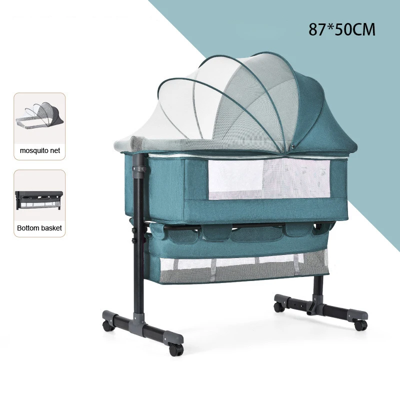 Multifunctional mobile crib splicing large bed, newborn cradle bed, foldable nursing treasure bed Bedside crib