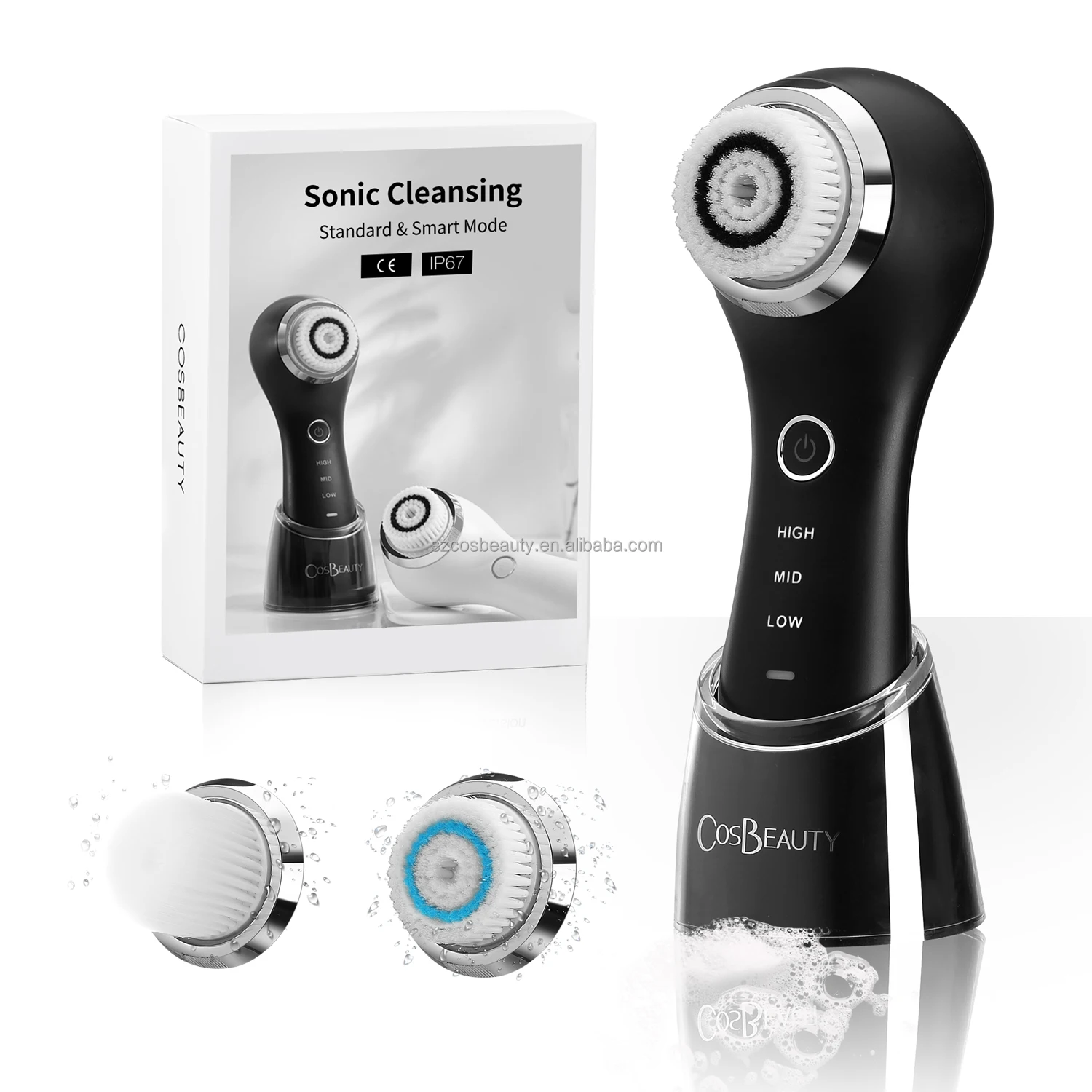 COSBEAUTY Portable Electric Facial Cleansing Brush and Face Massager with Timer, Ultra-Mini Silicone Ultrasonic Vibrating, IPX7