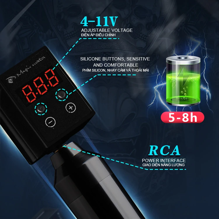 High Quality Wireless Power Supply Degradable Pen Sleeves Cartridge Needles Tattoo Grip Bandage Machine Set