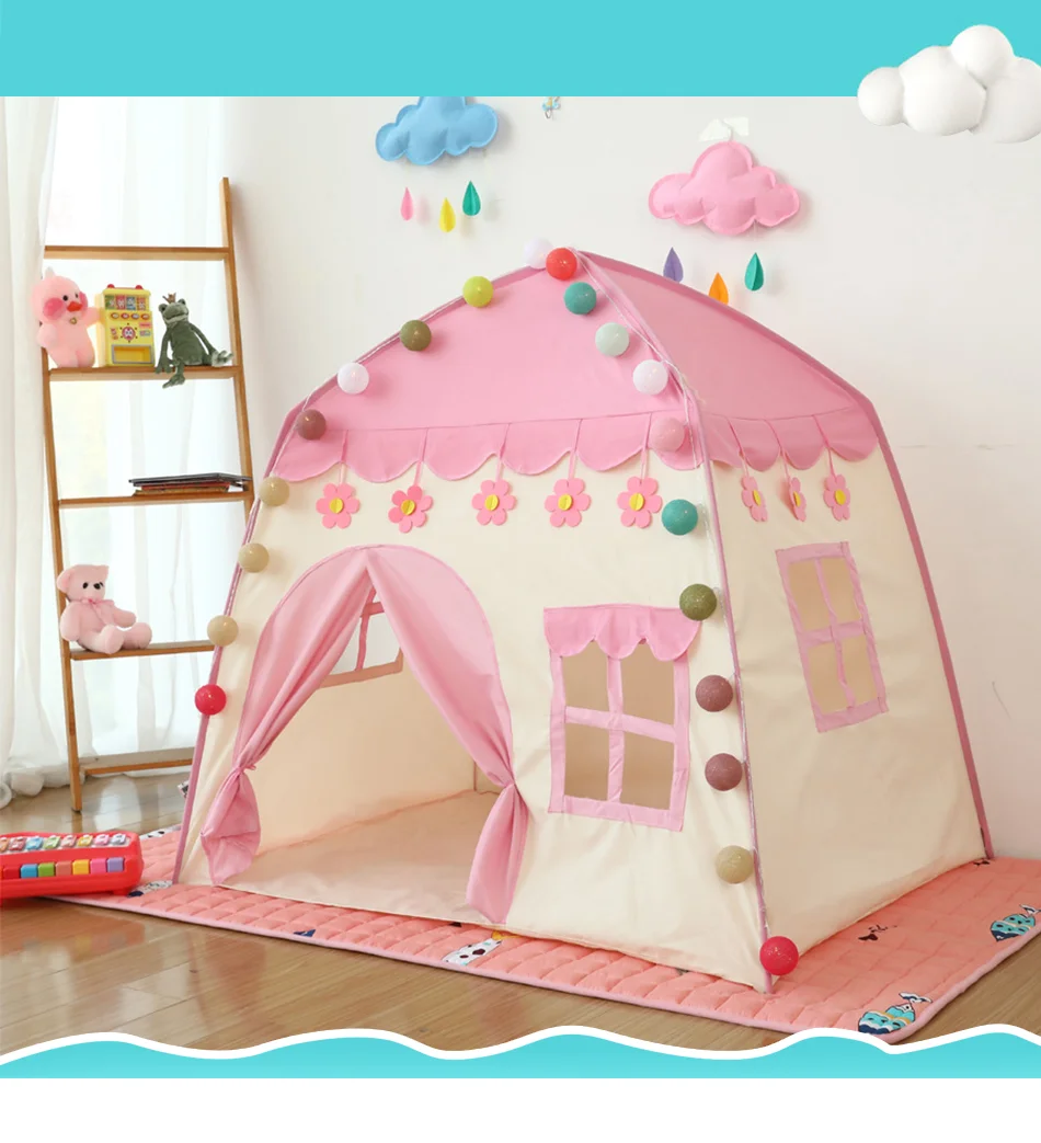 1,3 м портативная детская палатка Wigwam складные детские палатки Tipi детский игровой домик для больших девочек розовый Замок принцессы Декор детской комнаты
