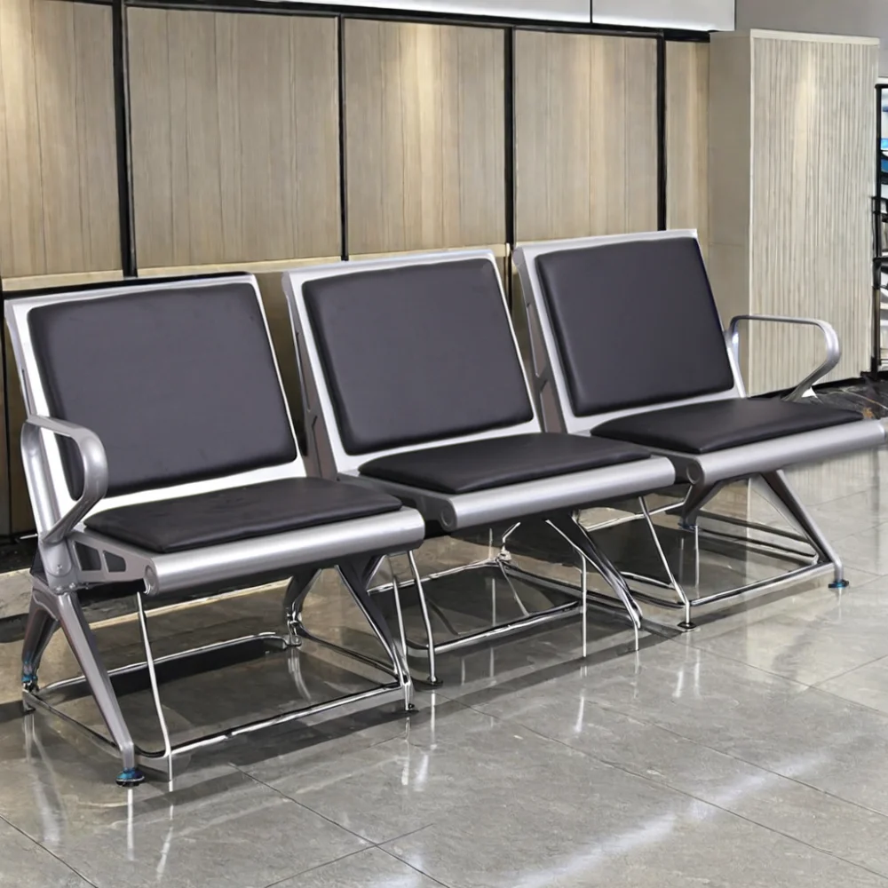 Factory Direct Sale 3-Seater Red PU Seating Airport & Hospital Waiting Room Chair for Visitors Designed for Optimal Comfort