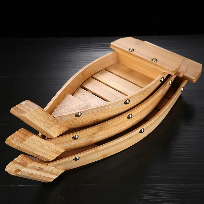 Most Popular Sushi Sashimi Platter Cuisine Wooden Boat for Sushi for Sashimi Board Seafood