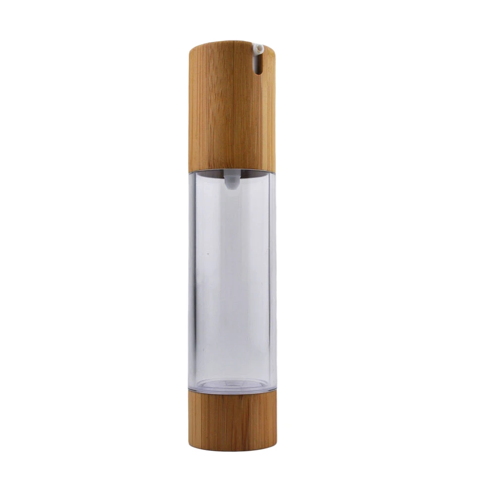 Best Selling 30ml 50ml Engrave Logo Pump Screw Refillable Airless Spray Bottle Fine Mist Bamboo