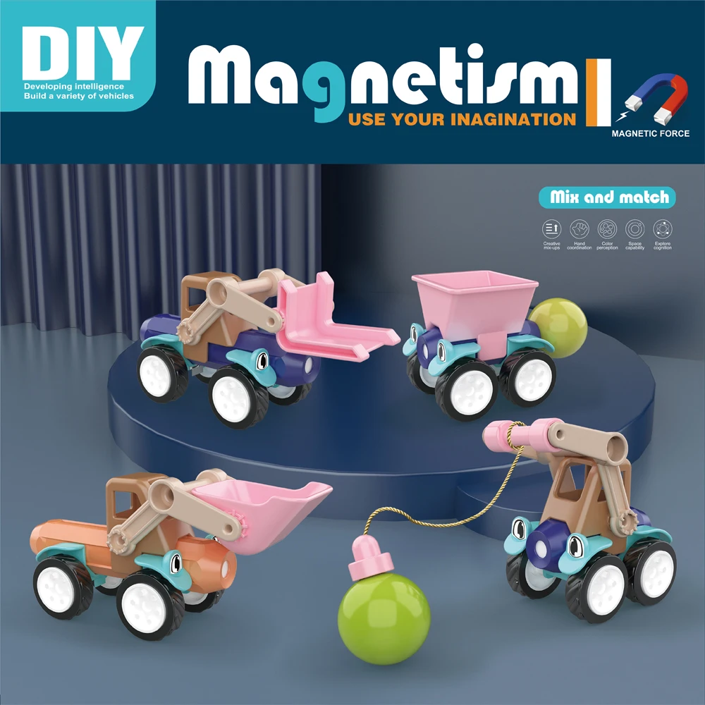 Hot selling products 2023 DIY building block vehicles sets magnetic Montessori Educational toys car juguetes para los ninos