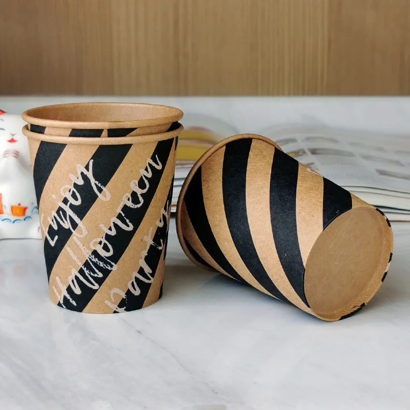 ECO friendly wholesale food grade raw custom logo printed disposable single wall paper cups for hot coffee