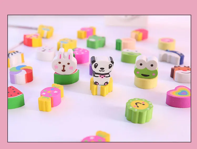 Подарочная игрушка без пыли, креативный мультяшный карандаш в виде животного, многоцветный резиновый нетоксичный ластик из ТПР для студентов