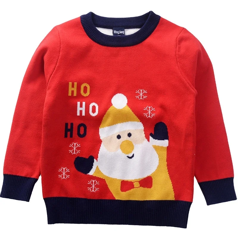 Детский Рождественский свитер; Новинка; Осенне-зимний двойной хлопковый шерстяной свитер для мальчиков; Детское пальто с рисунком