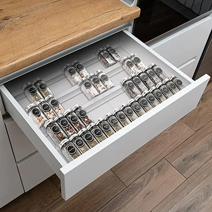 Multi-functional Acrylic In-drawer Spice Organizer Storage Rack
